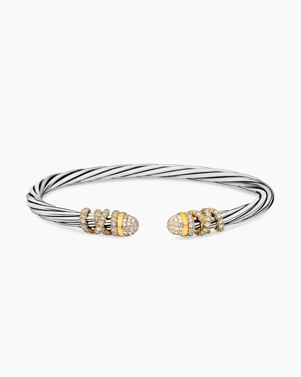 Womens Helena Bracelet in Sterling Silver with 18K Yellow Gold and Diamonds, 4mm