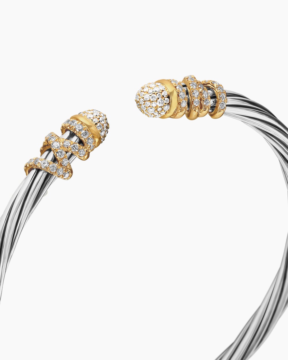 Womens Helena Bracelet in Sterling Silver with 18K Yellow Gold and Diamonds, 4mm