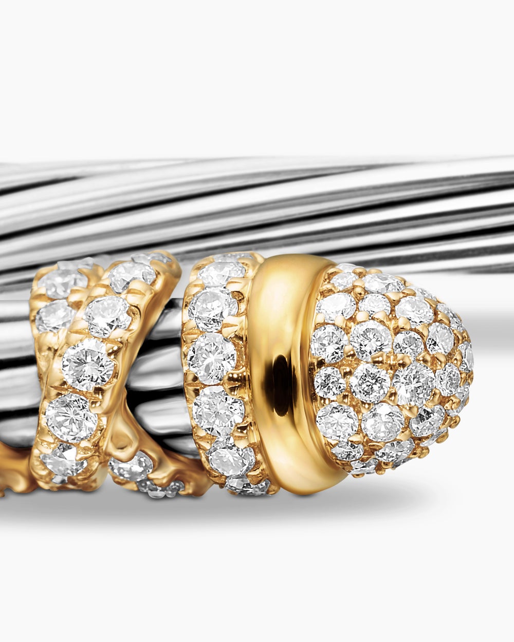 Womens Helena Bracelet in Sterling Silver with 18K Yellow Gold and Diamonds, 4mm