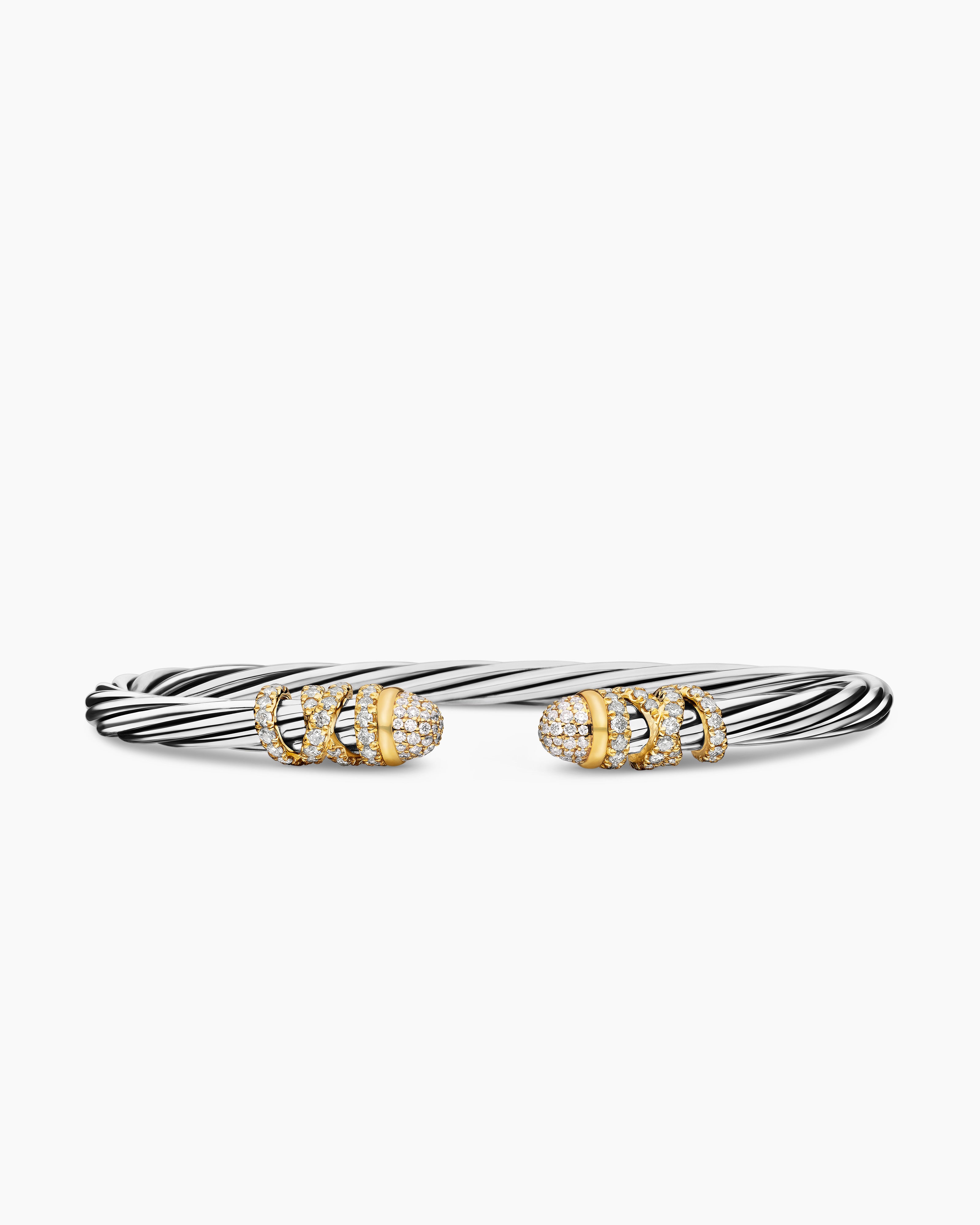 Womens Helena Bracelet in Sterling Silver with 18K Yellow Gold and Diamonds, 4mm