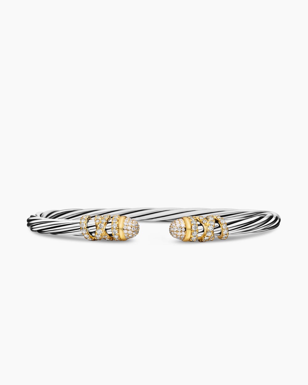 Womens Helena Bracelet in Sterling Silver with 18K Yellow Gold and Diamonds, 4mm
