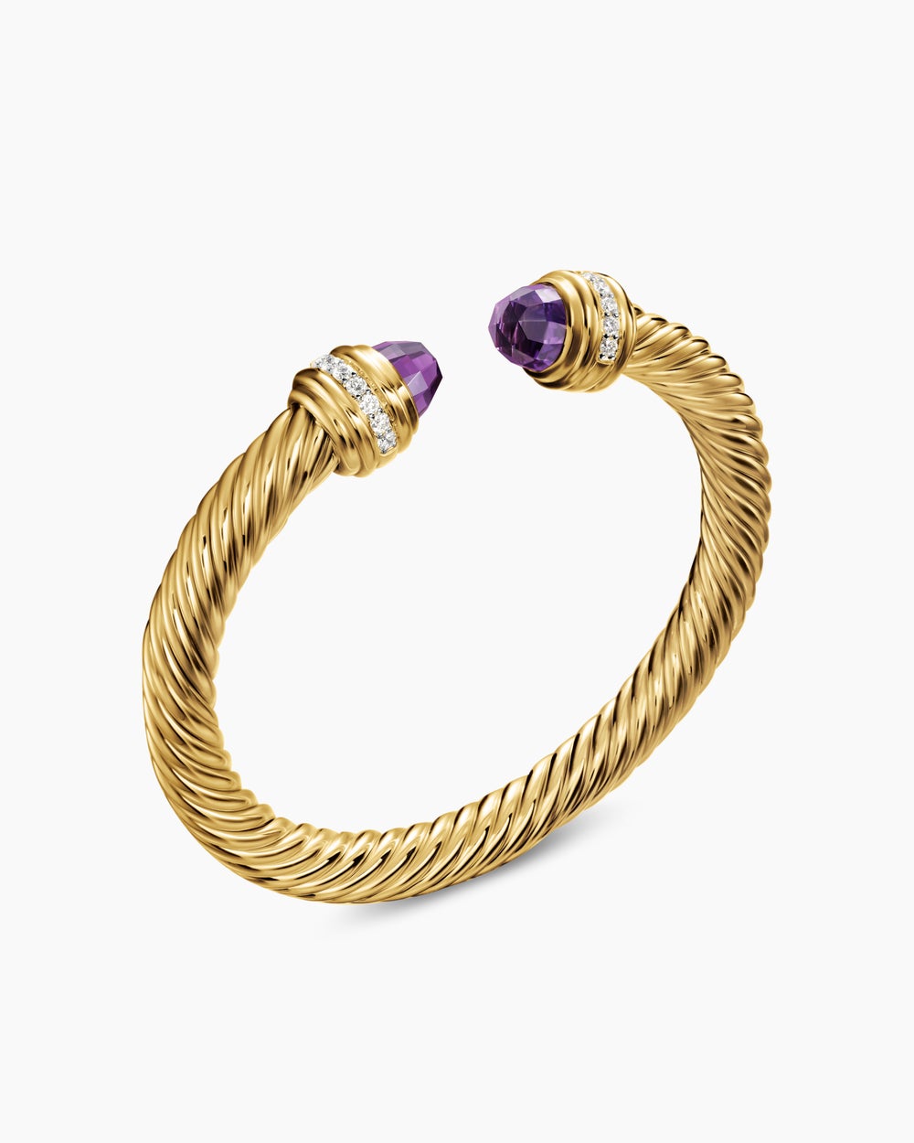 Womens Classic Cablespira Flex Bracelet in 18K Yellow Gold with Diamonds, 7mm