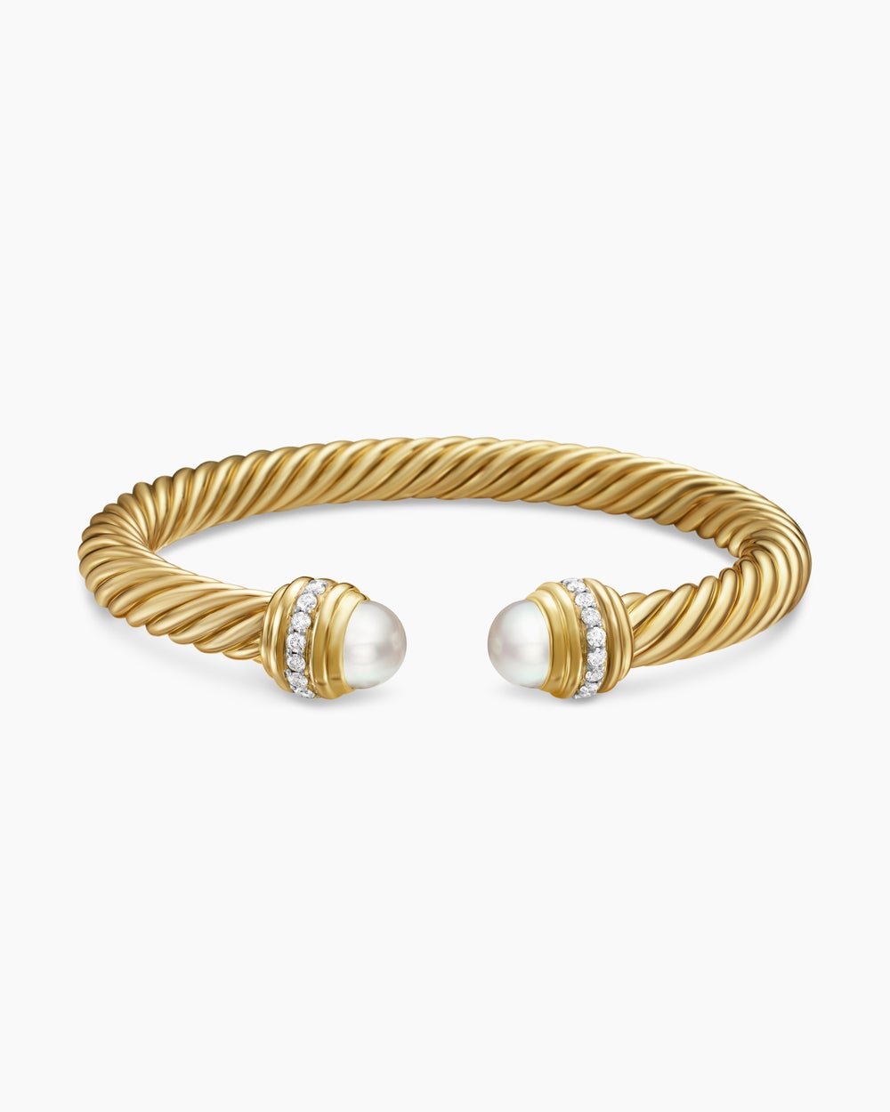 Womens Classic Cablespira Flex Bracelet in 18K Yellow Gold with Diamonds, 7mm