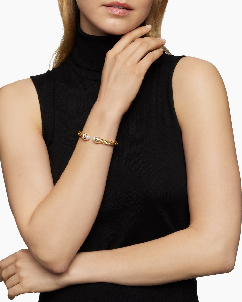 Womens Classic Cablespira Flex Bracelet in 18K Yellow Gold with Diamonds, 7mm