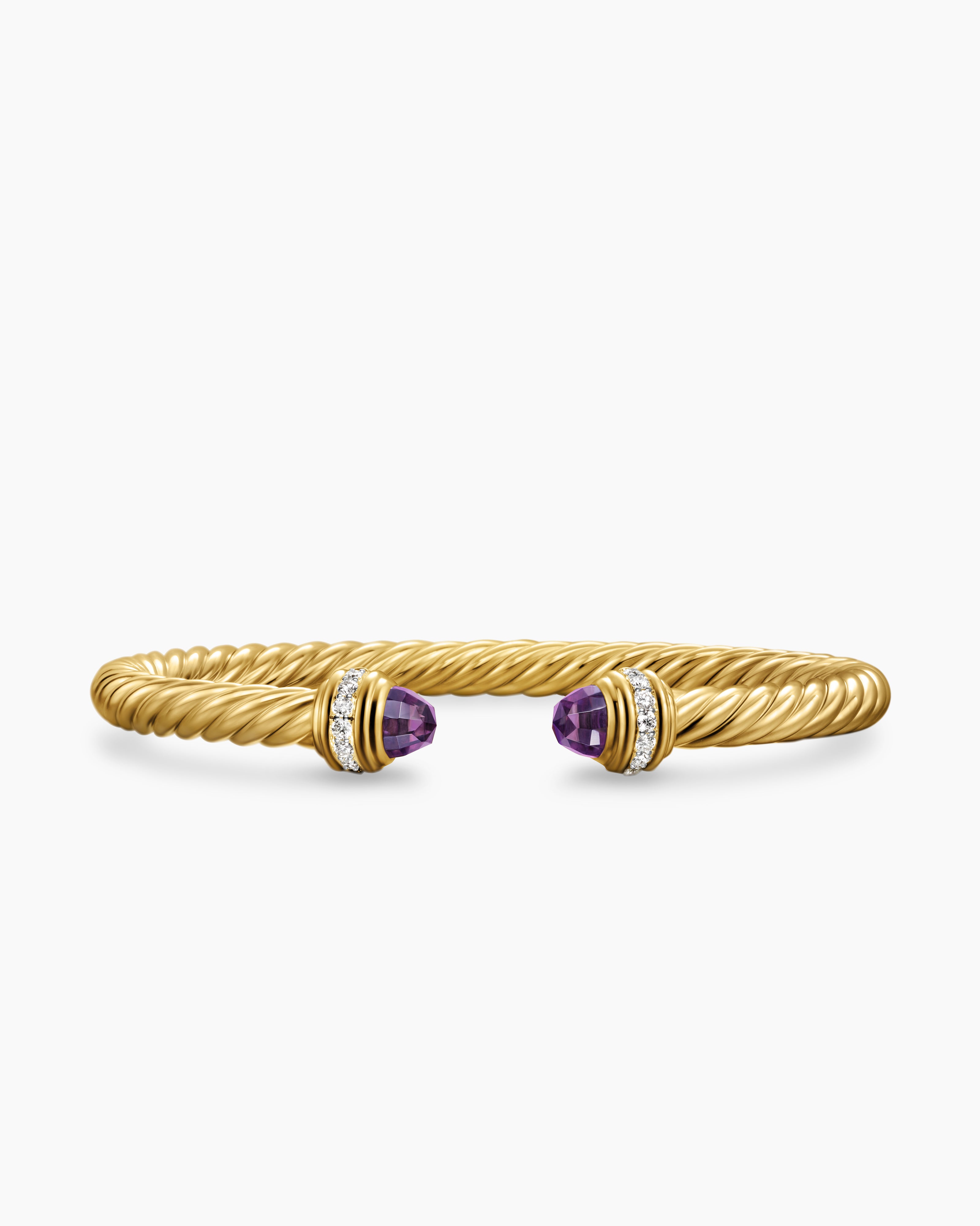 Womens Classic Cablespira Flex Bracelet in 18K Yellow Gold with Diamonds, 5mm