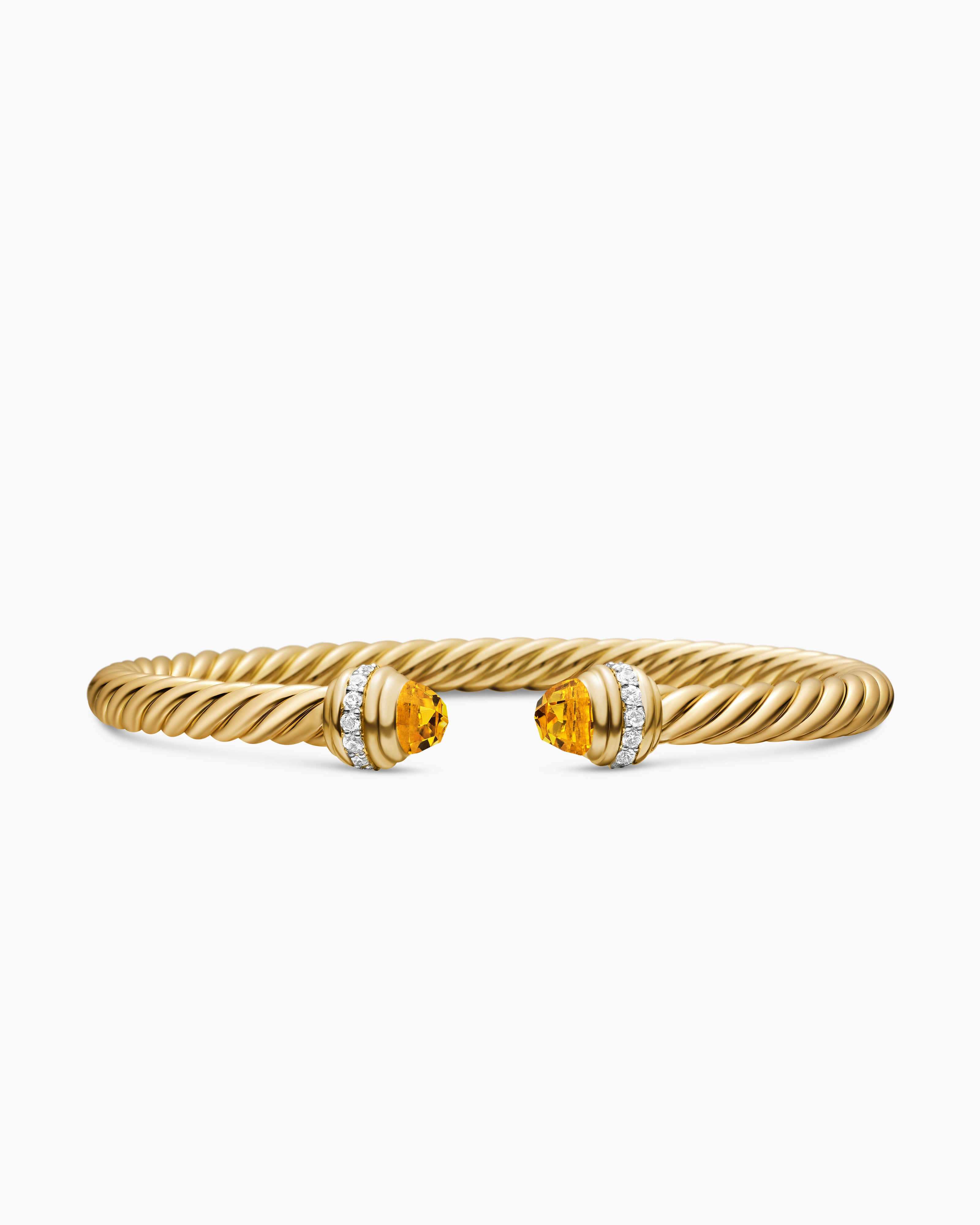 Womens Classic Cablespira Flex Bracelet in 18K Yellow Gold with Diamonds, 5mm