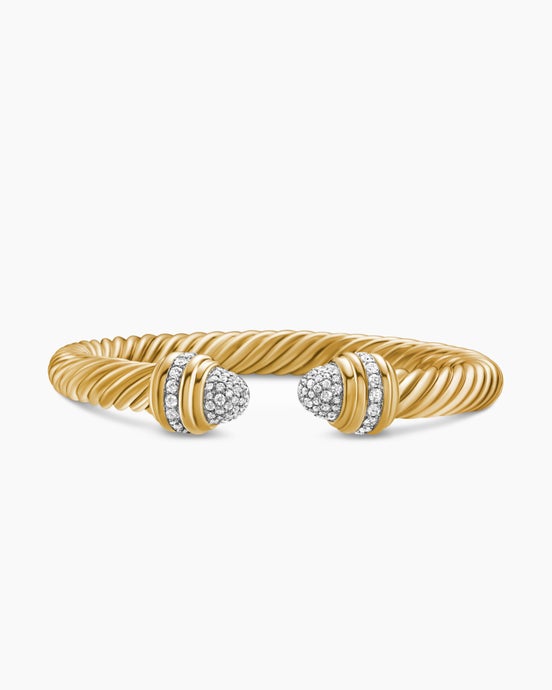 Classic Cablespira Flex Bracelet in 18K Yellow Gold with Diamonds, 7mm