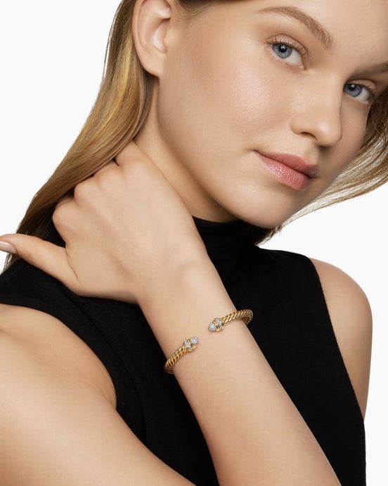 Bracelet Classic Cablespira® Flex en or jaune 18 carats avec diamants, 5 mm
