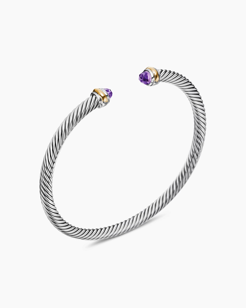 Bracelet Classic Cable en argent massif avec améthyste et or jaune 18 carats, 4 mm femme