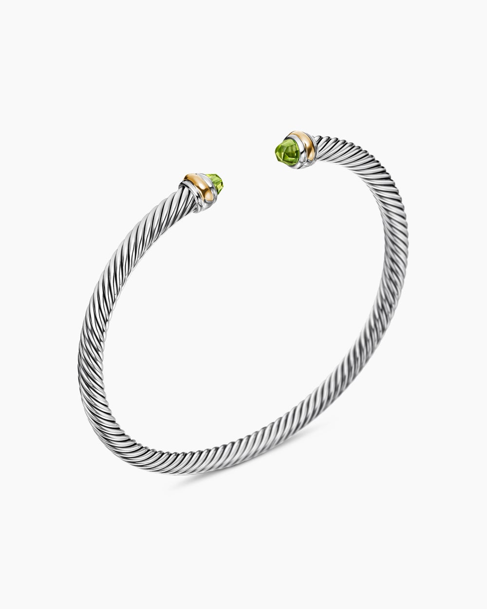 Womens Classic Cable Bracelet in Sterling Silver with 18K Yellow Gold, 4mm
