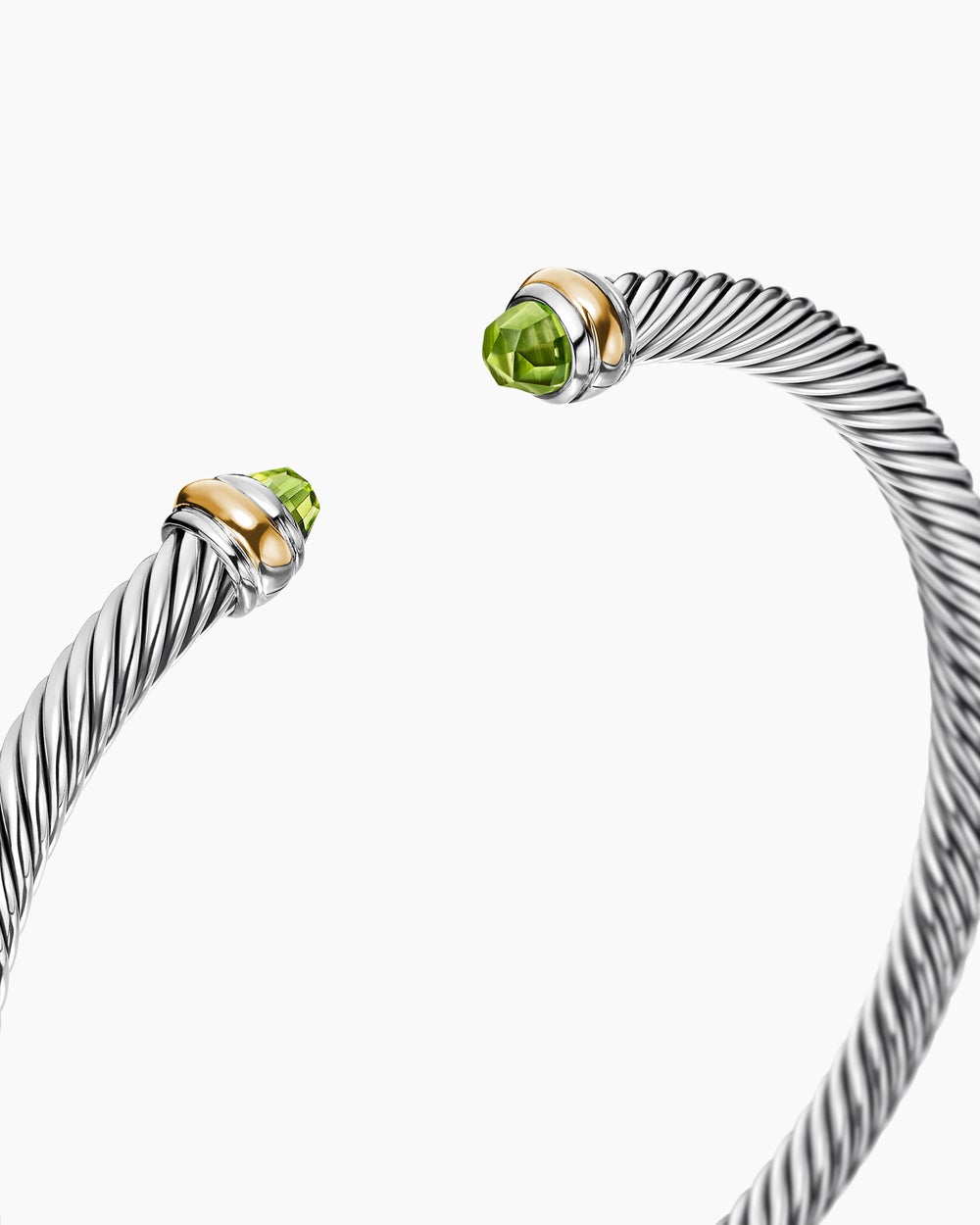 Womens Classic Cable Bracelet in Sterling Silver with 18K Yellow Gold, 4mm