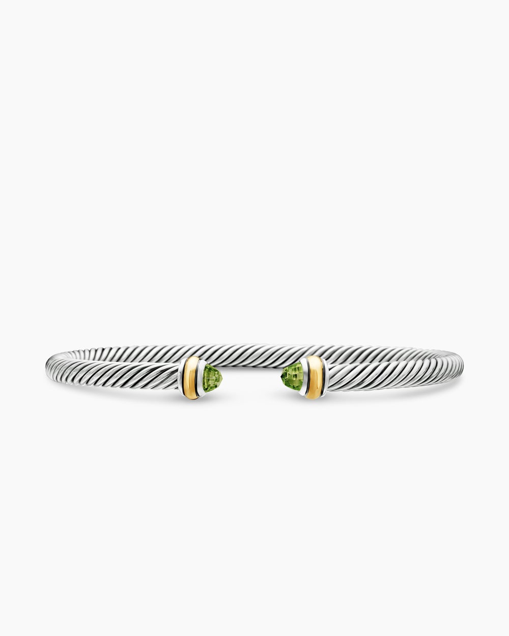 Womens Classic Cable Bracelet in Sterling Silver with 18K Yellow Gold, 4mm