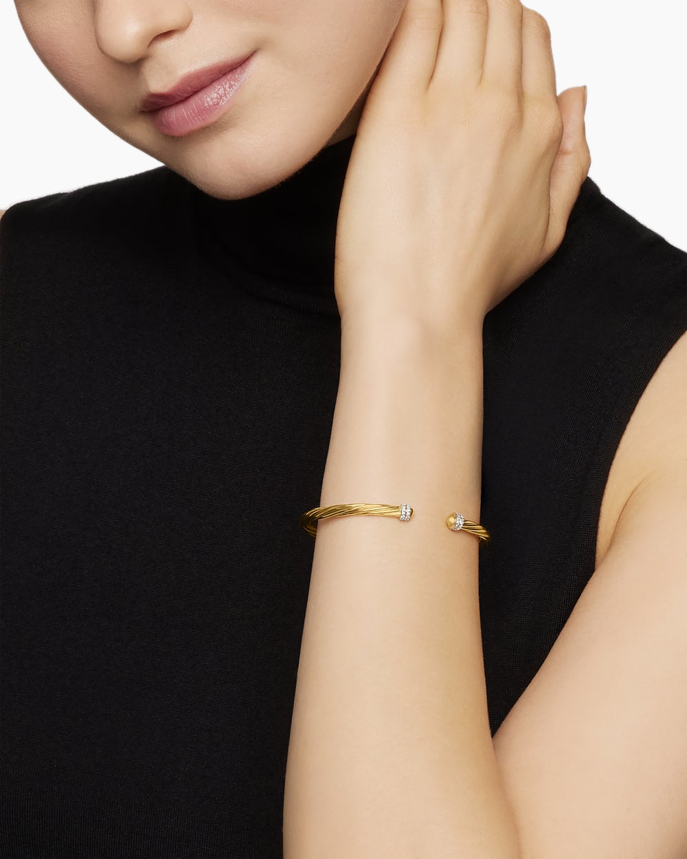Womens Helena Bracelet in 18K Yellow Gold with Diamonds, 4mm