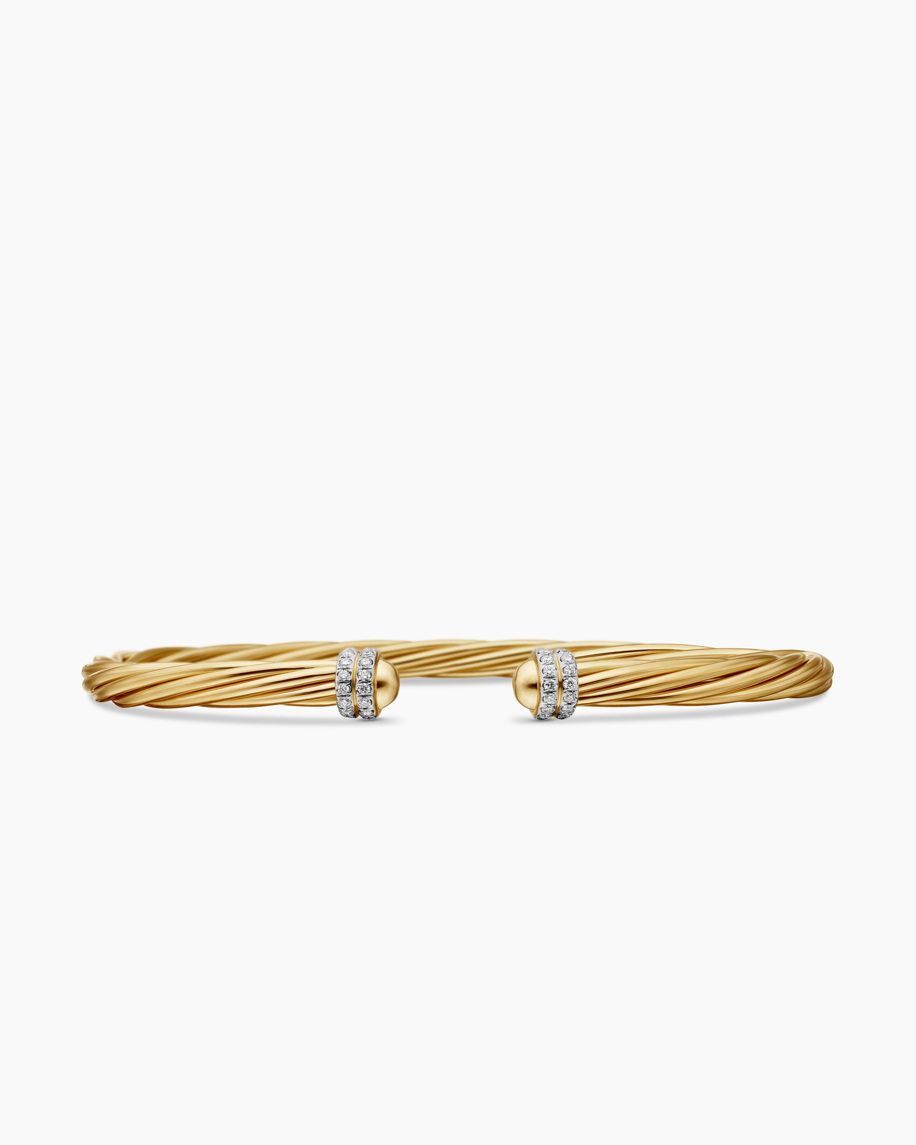 Womens Helena Bracelet in 18K Yellow Gold with Diamonds, 4mm