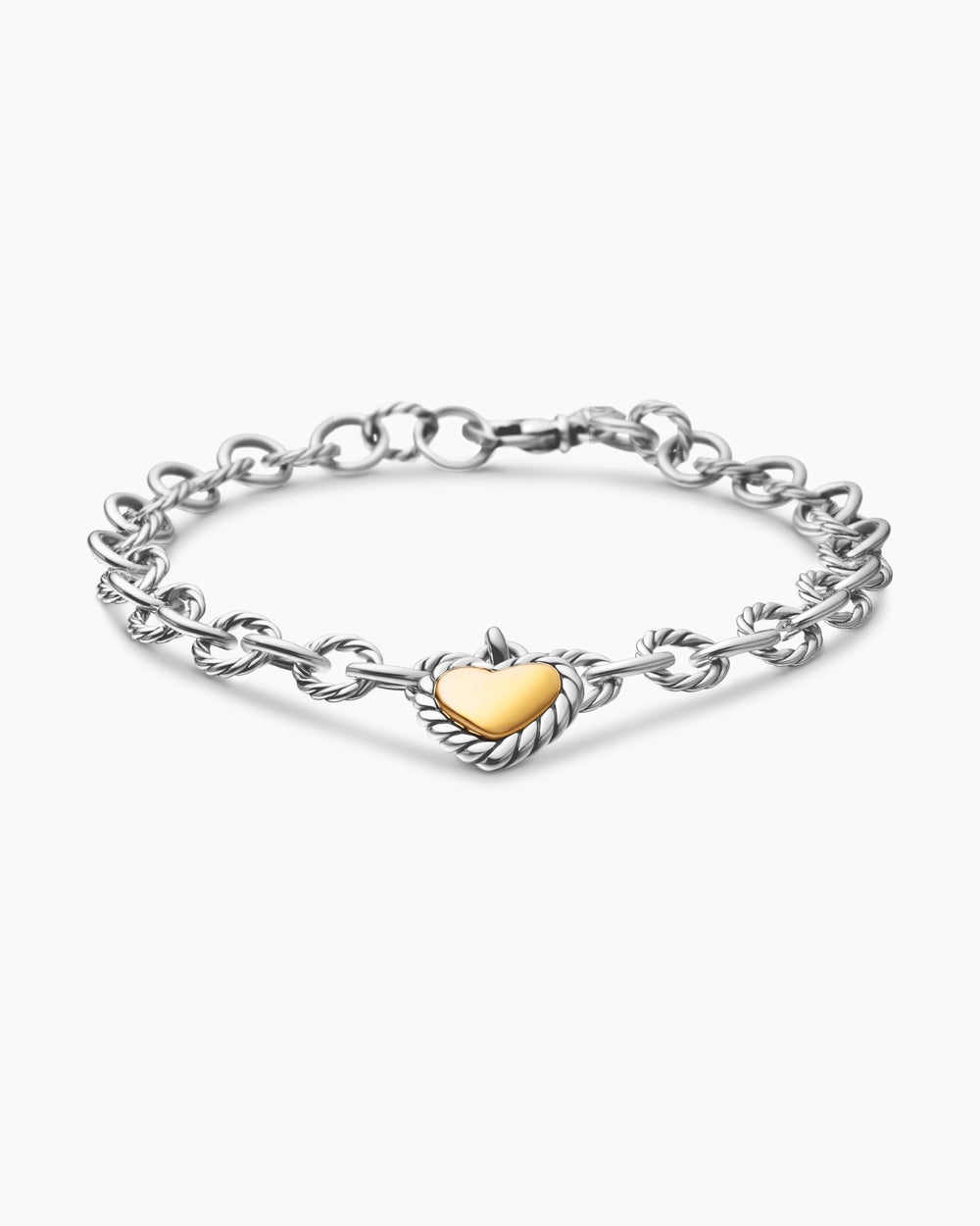 Womens Cable Collectibles Cookie Classic Heart Bracelet in Sterling Silver with 18K Yellow Gold, 4.5mm