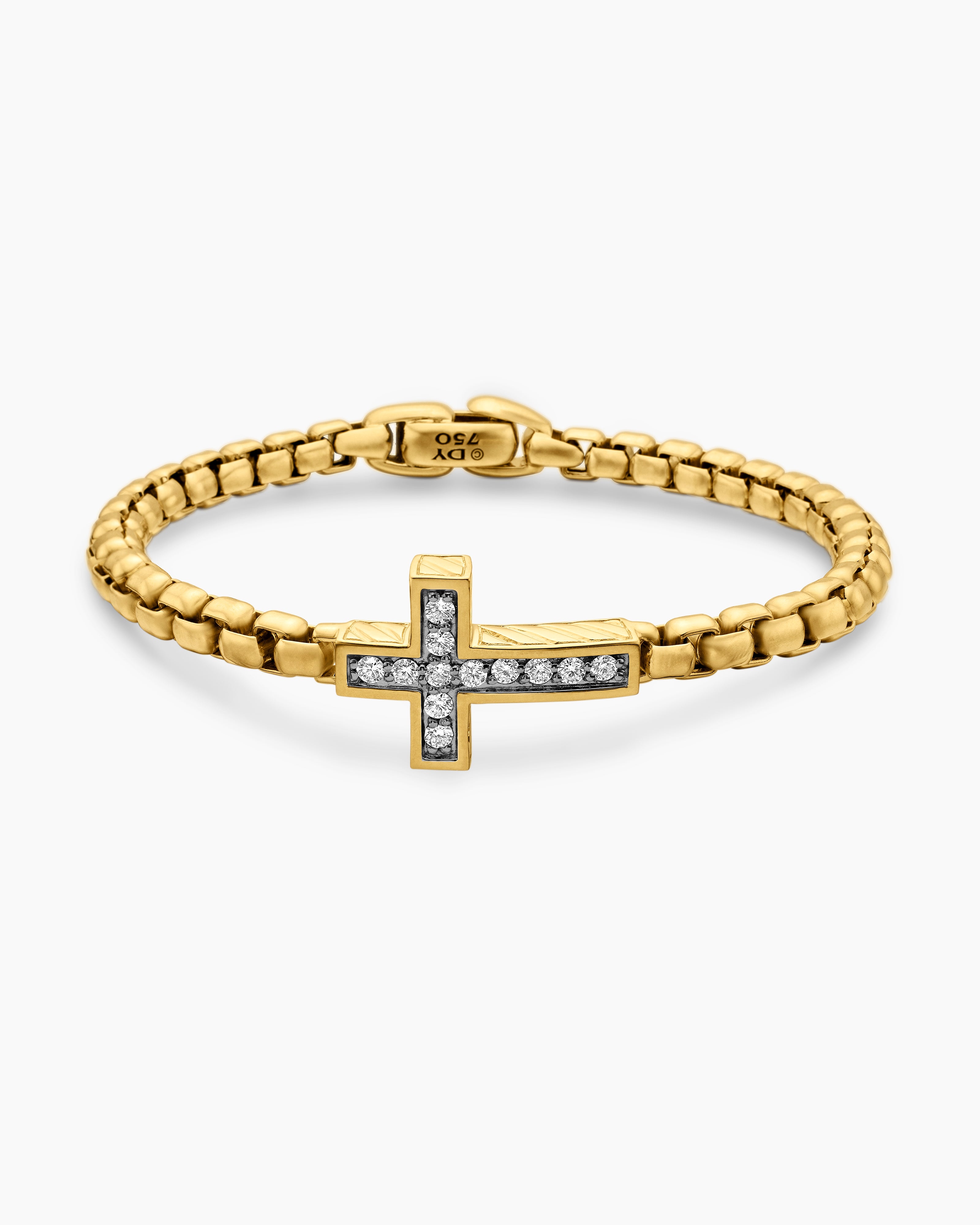 Bracelet &agrave; motif intercal&eacute; avec croix en or jaune 18 carats, 5 mm