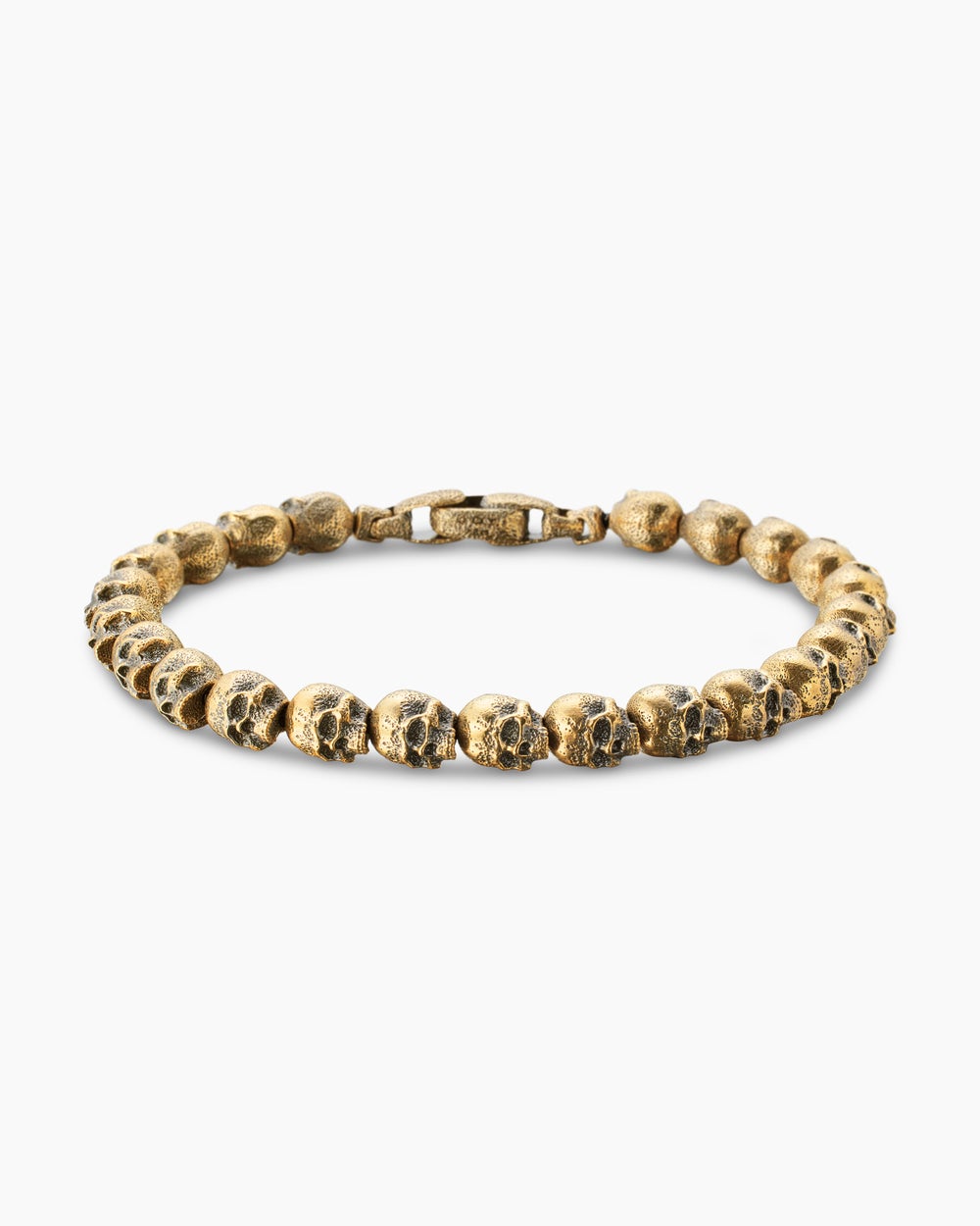 Mens Memento Mori Skull Bracelet in 18K Yellow Gold, 6mm