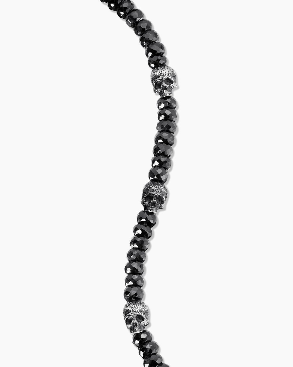 Mens Memento Mori Skull Station Bracelet in Sterling Silver, 6mm
