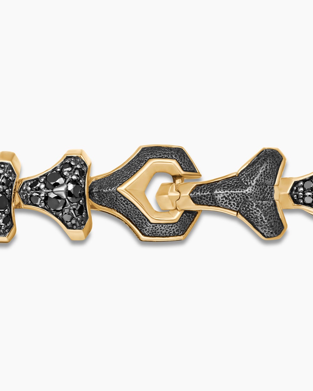 Mens Armory® Link Bracelet in 18K Yellow Gold with Black Diamonds, 9.5mm