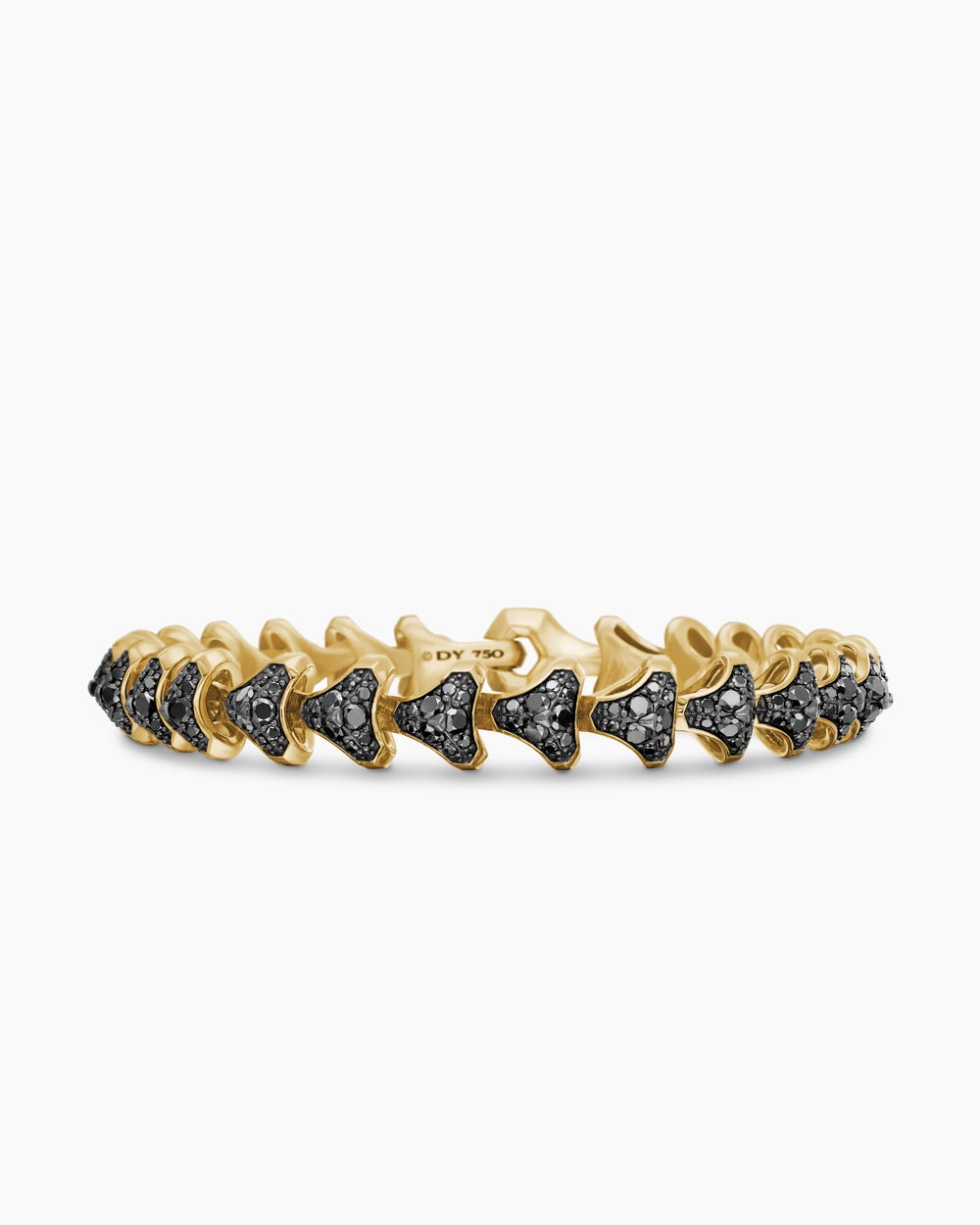 Mens Armory® Link Bracelet in 18K Yellow Gold with Black Diamonds, 9.5mm