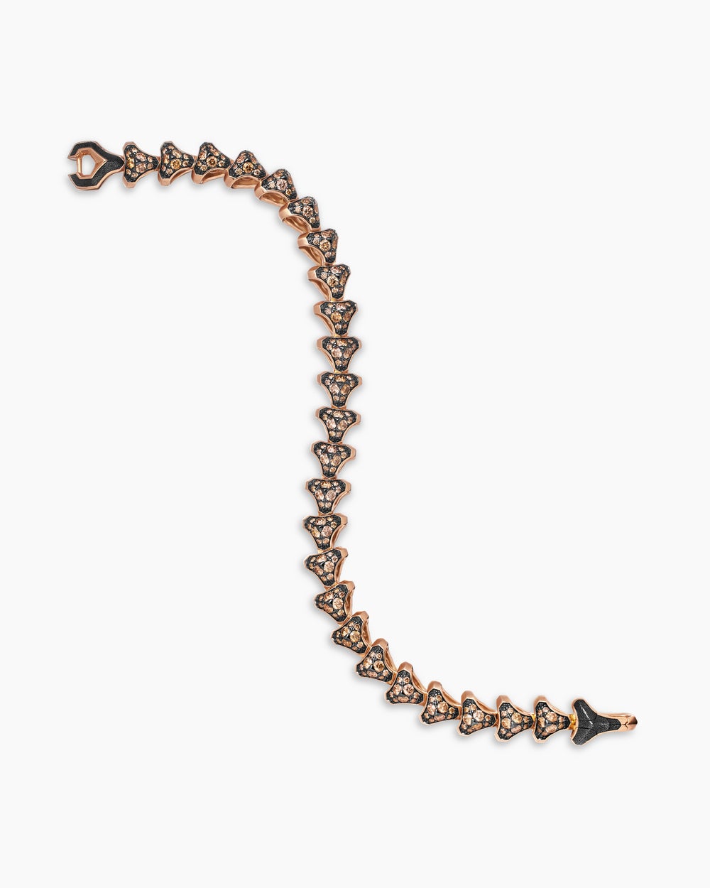 Mens Armory® Link Bracelet in 18K Rose Gold with Cognac Diamonds, 9.5mm