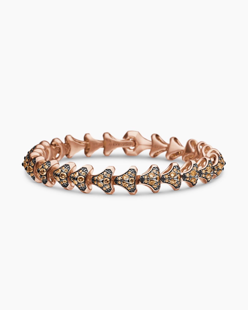 Mens Armory® Link Bracelet in 18K Rose Gold with Cognac Diamonds, 9.5mm