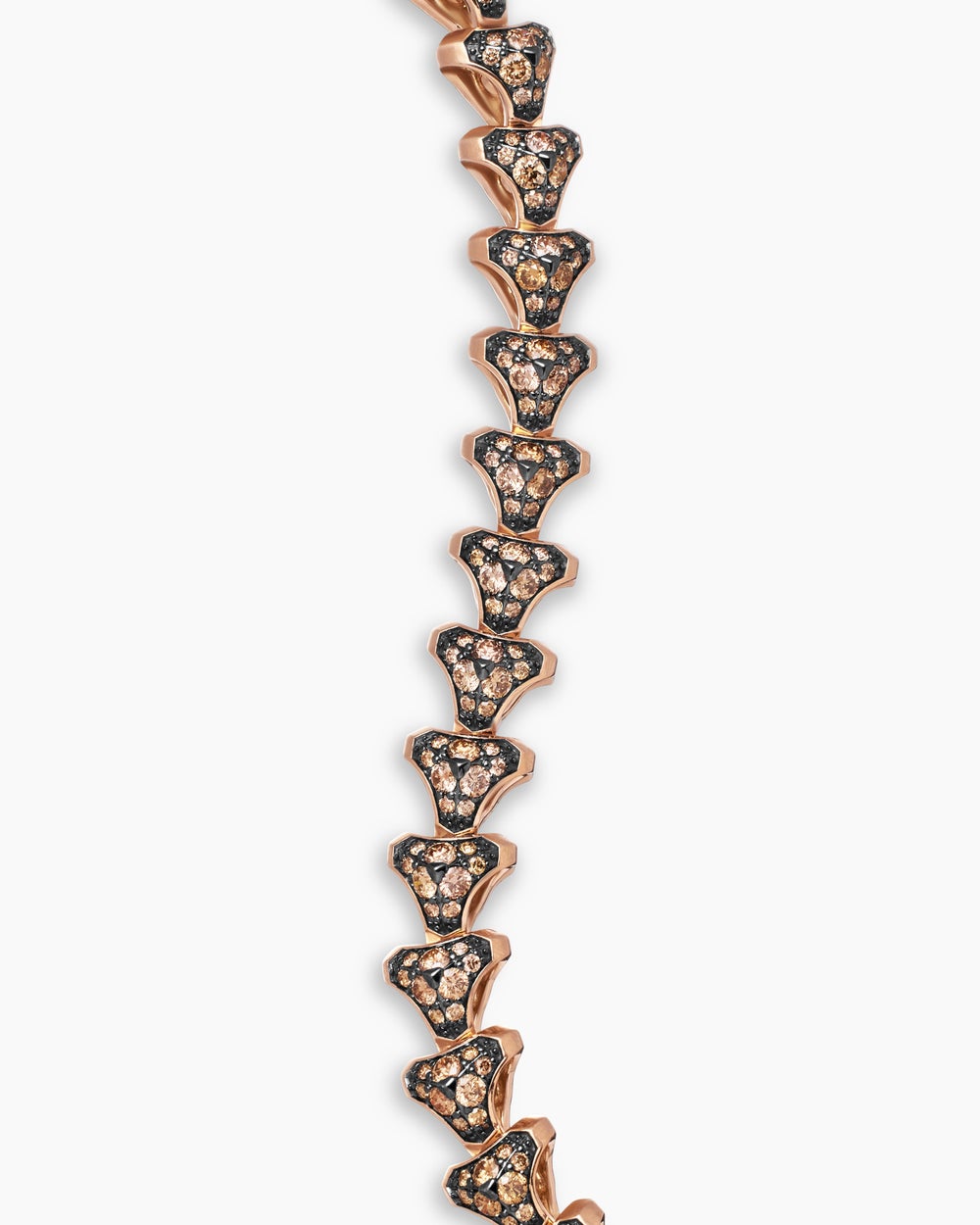 Mens Armory® Link Bracelet in 18K Rose Gold with Cognac Diamonds, 9.5mm
