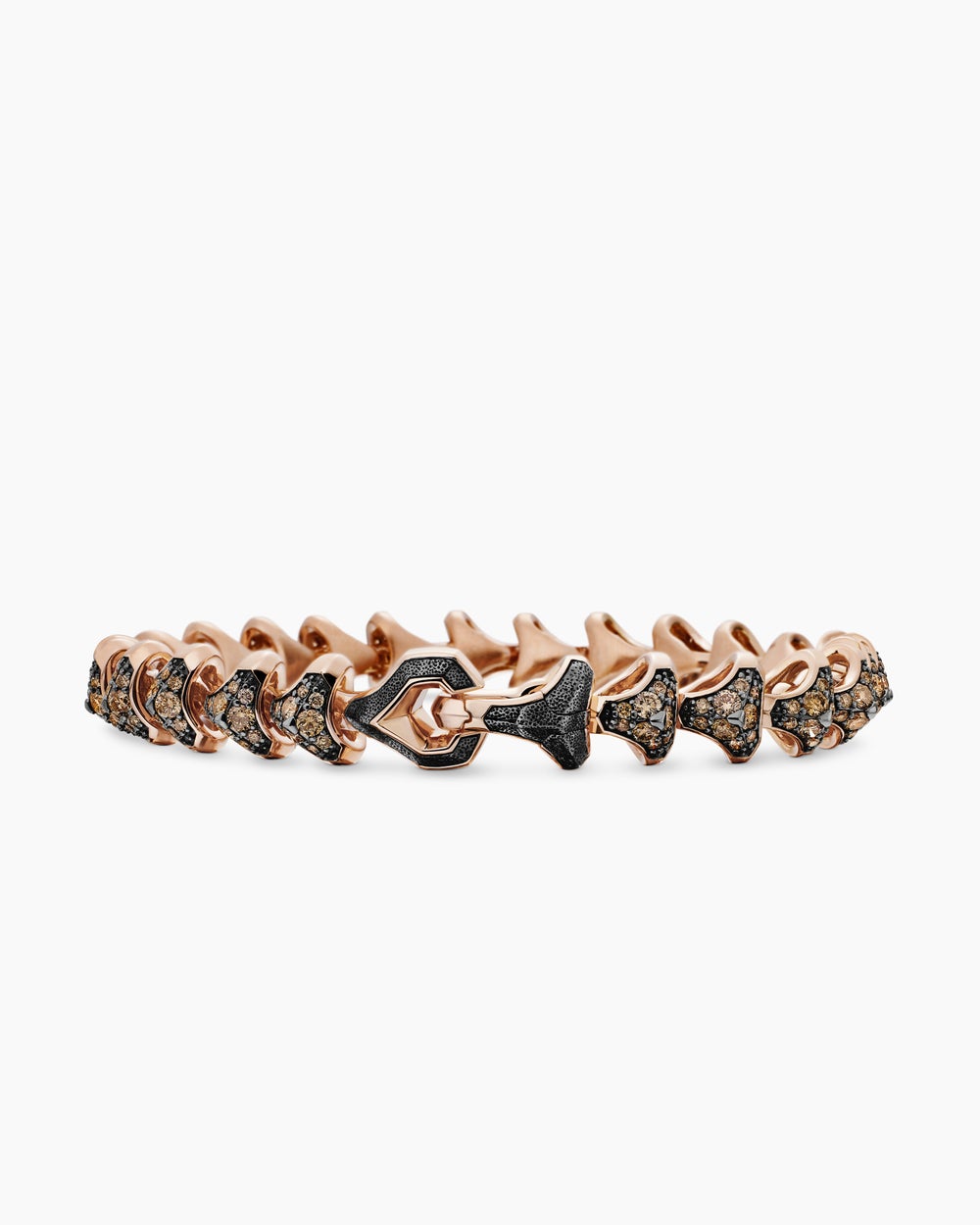 Mens Armory® Link Bracelet in 18K Rose Gold with Cognac Diamonds, 9.5mm