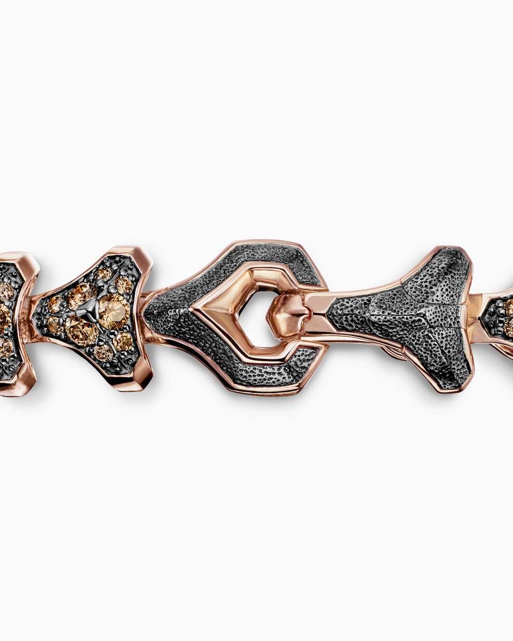 Mens Armory® Link Bracelet in 18K Rose Gold with Cognac Diamonds, 9.5mm