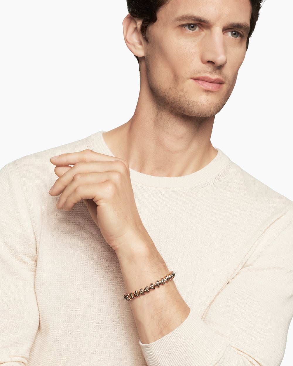Mens Armory® Link Bracelet in 18K Rose Gold with Cognac Diamonds, 9.5mm