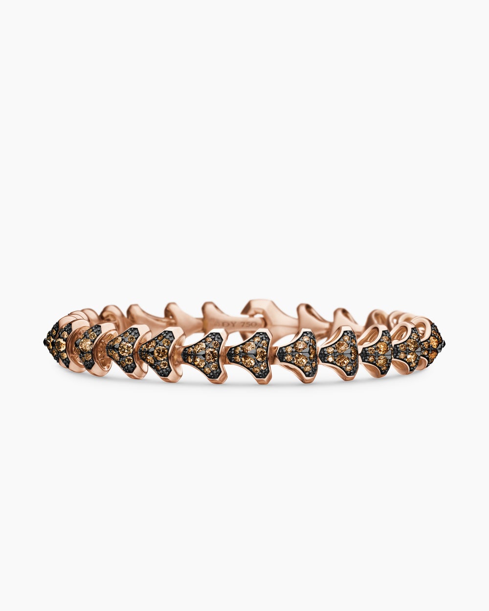 Mens Armory® Link Bracelet in 18K Rose Gold with Cognac Diamonds, 9.5mm