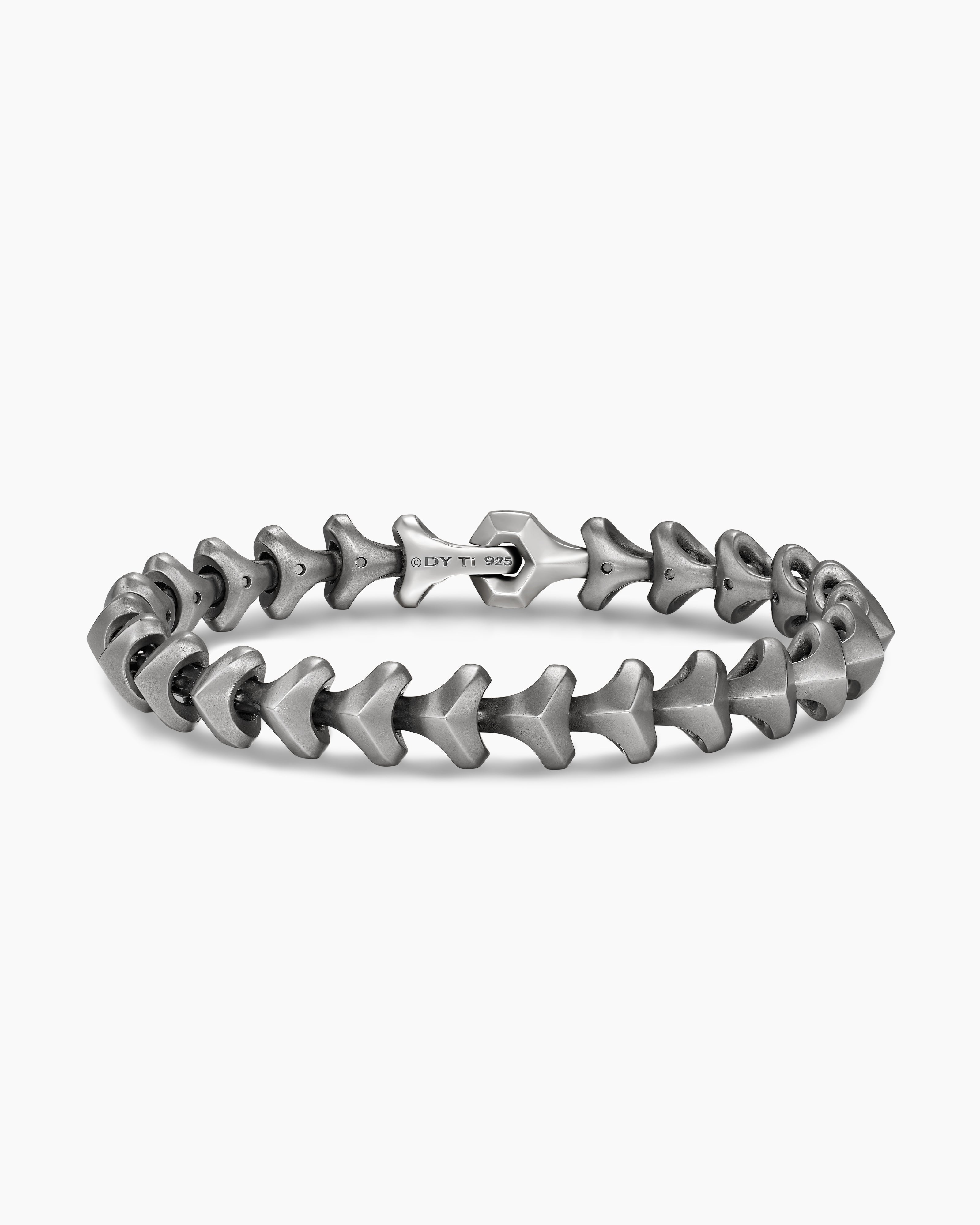 Mens Armory Link Bracelet in Anthracite Titanium with Sterling Silver, 9.5mm