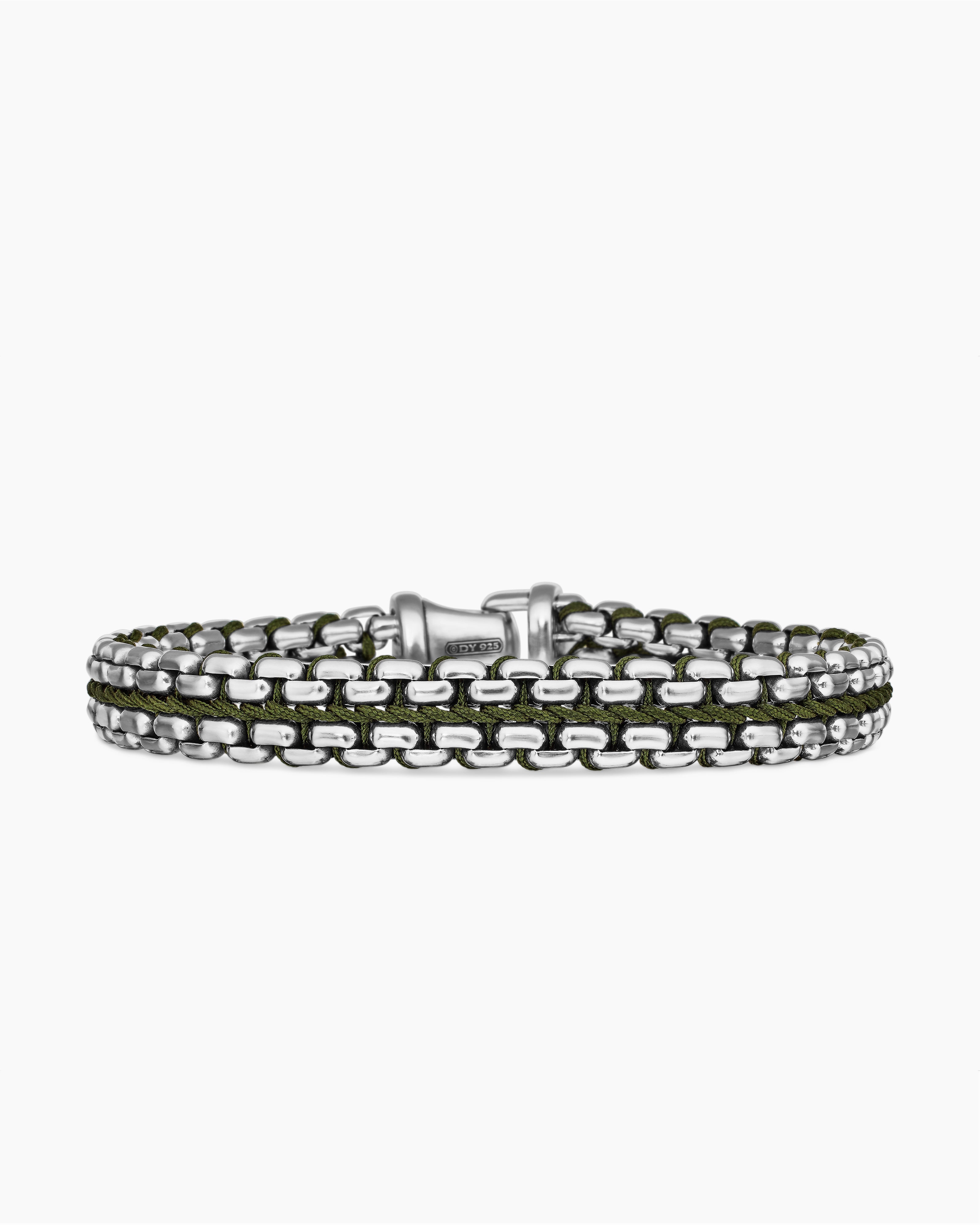 Bracelet Box Chain tiss&eacute; en argent sterling, 12 mm hommes 