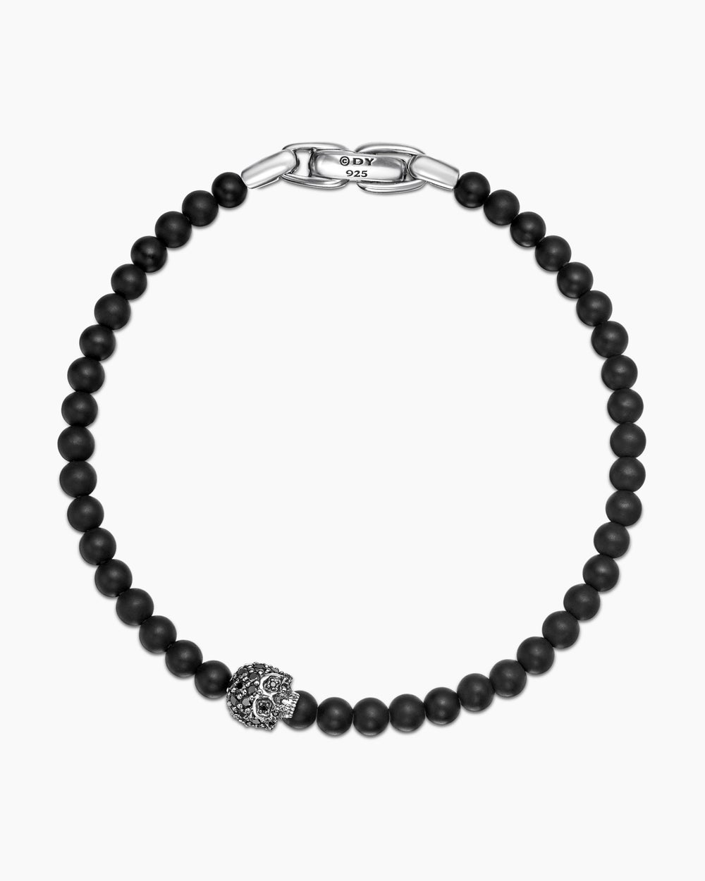 Mens Memento Mori Skull Bracelet in Sterling Silver, 4mm