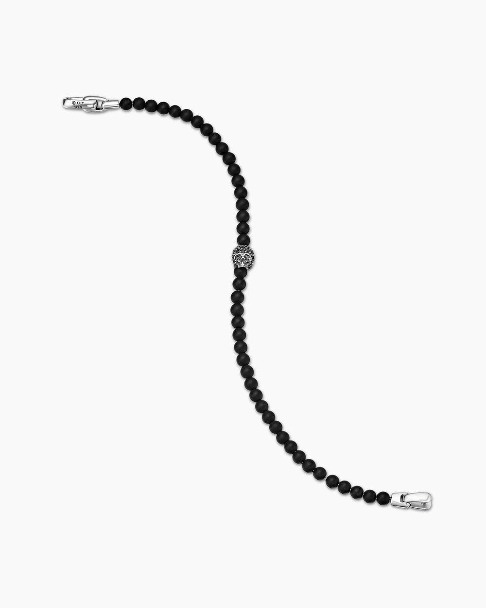 Mens Memento Mori Skull Bracelet in Sterling Silver, 4mm
