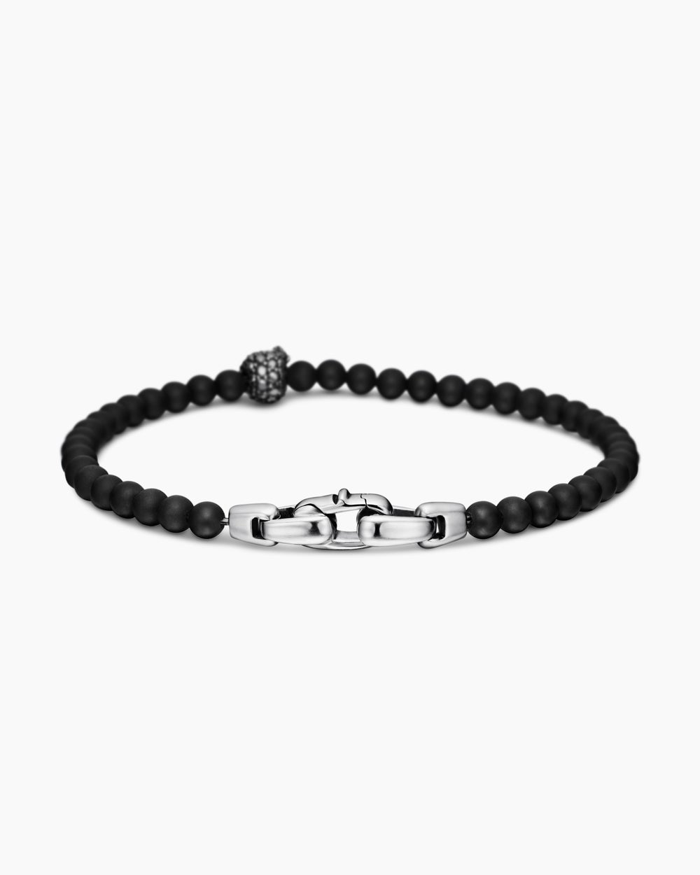 Mens Memento Mori Skull Bracelet in Sterling Silver, 4mm