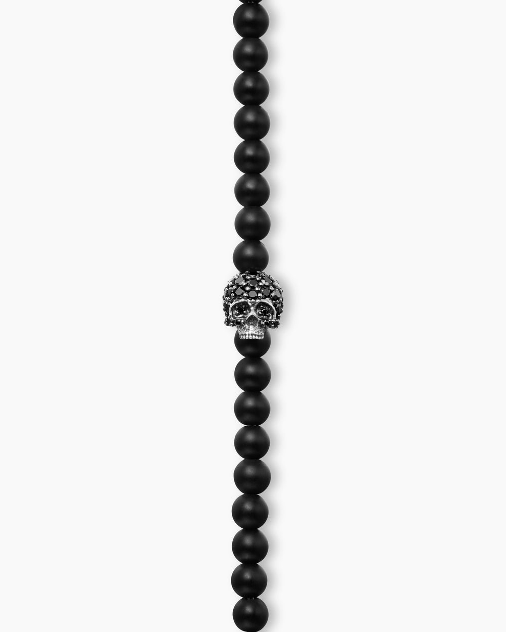 Mens Memento Mori Skull Bracelet in Sterling Silver, 4mm