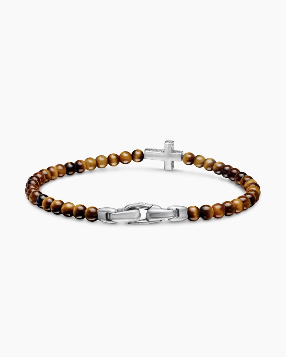 Bracelet Spiritual Beads à motif intercalé et croix en argent sterling, 4 mm hommes