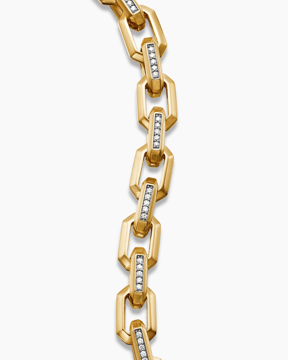 Mens Streamline Heirloom Chain Link Bracelet in 18K Yellow Gold with Pavé, 7.5mm