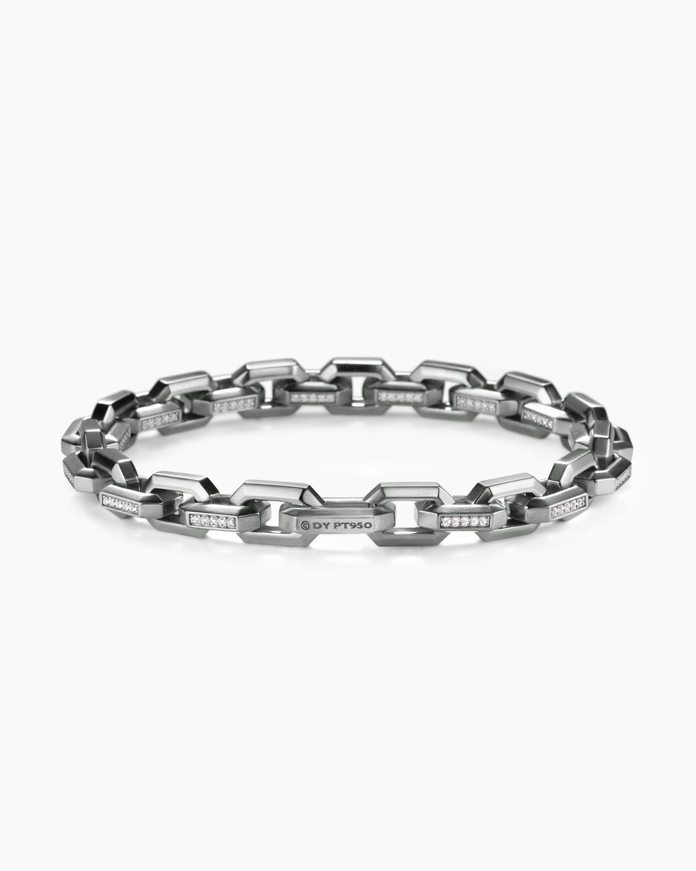 Mens Streamline® Heirloom Chain Link Bracelet in Platinum with Diamonds, 7.5mm
