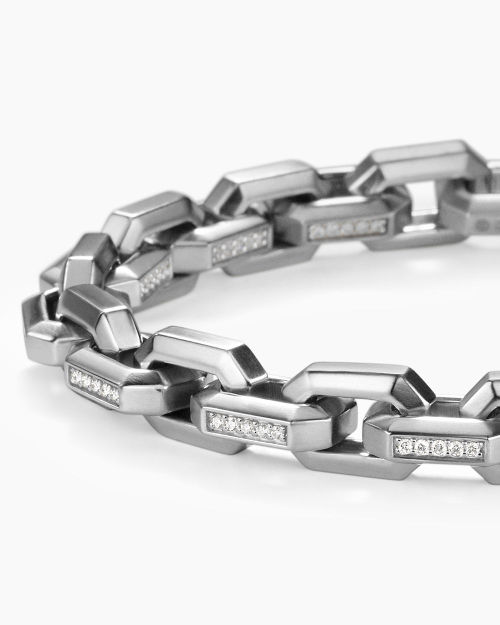 Mens Streamline® Heirloom Chain Link Bracelet in Platinum with Diamonds, 7.5mm