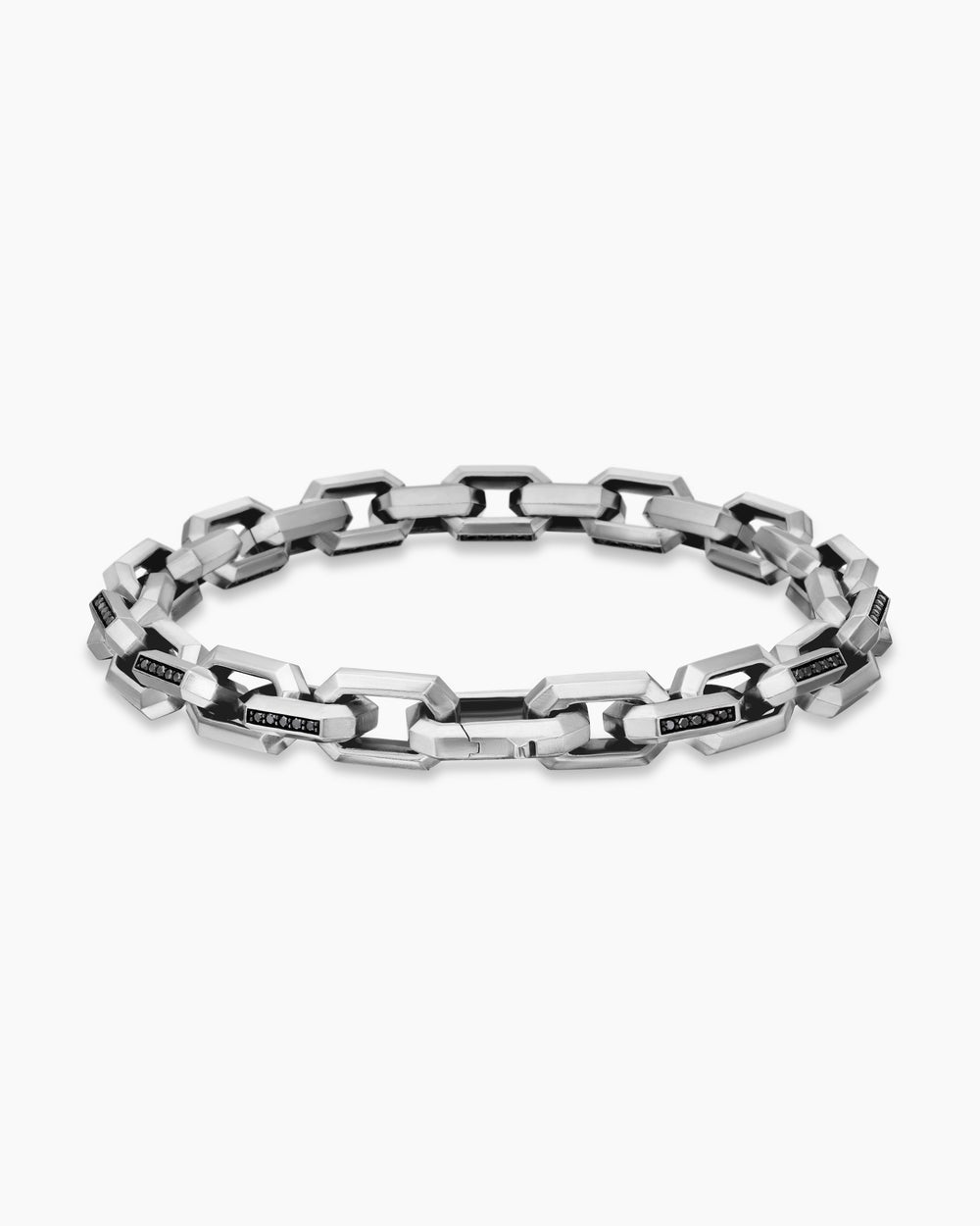 Mens Streamline® Heirloom Chain Link Bracelet in Sterling Silver with Pavé Black Diamonds, 7.5mm