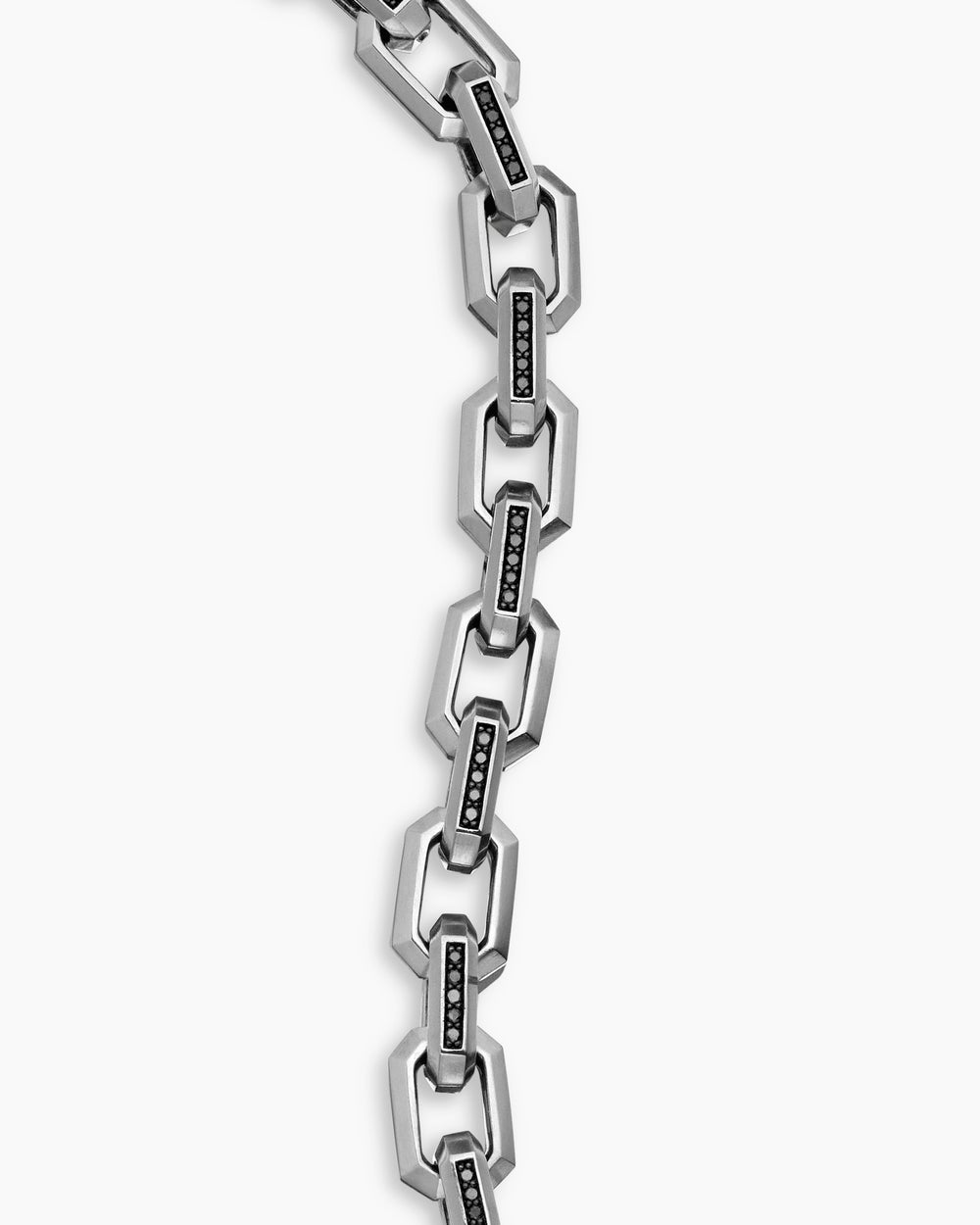 Mens Streamline® Heirloom Chain Link Bracelet in Sterling Silver with Pavé Black Diamonds, 7.5mm