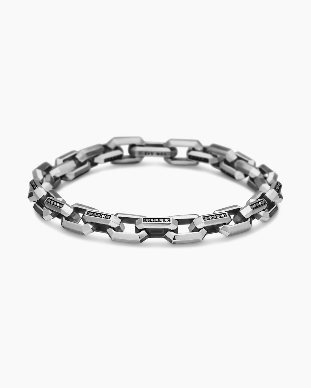 Mens Streamline® Heirloom Chain Link Bracelet in Sterling Silver with Pavé Black Diamonds, 7.5mm