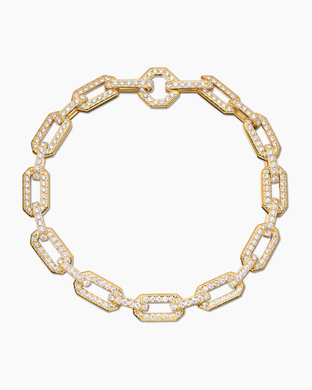 Bracelet chaîne pavé en or jaune 18 carats avec diamants, 7 mm femme