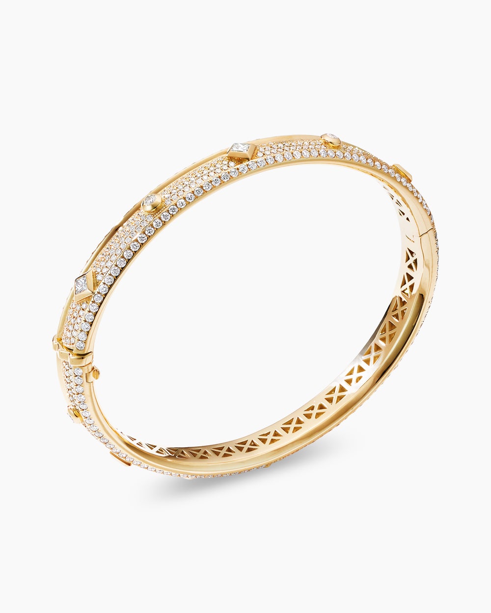 Womens Modern Renaissance® Bangle Bracelet in 18K Yellow Gold with Full Pavé Diamonds, 8mm