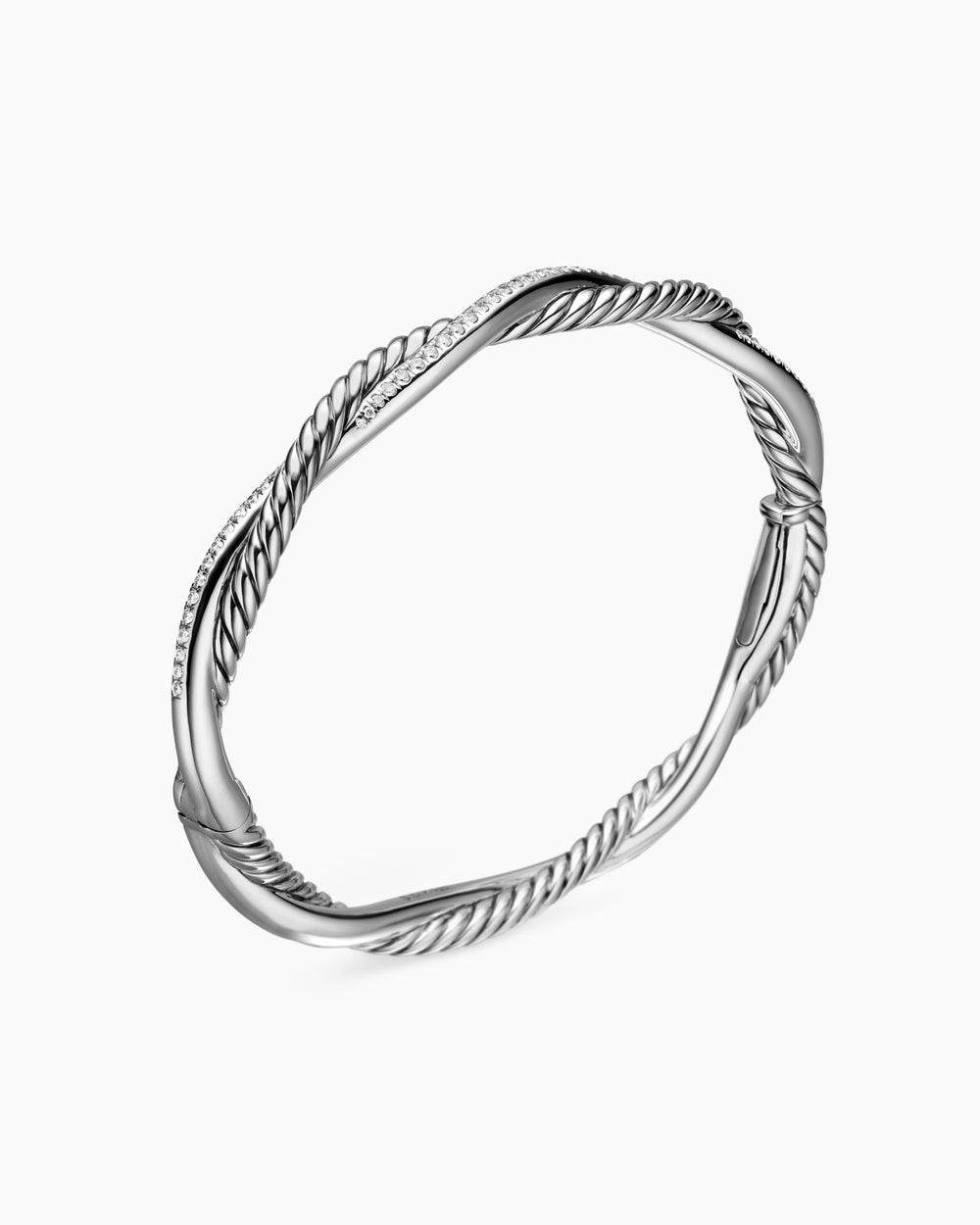 Womens Petite Infinity Bracelet in Sterling Silver with Diamonds, 4.4mm