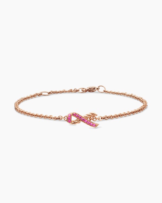 Cable Collectibles Ribbon Chain Bracelet in 18K Rose Gold with Pavé, 15mm