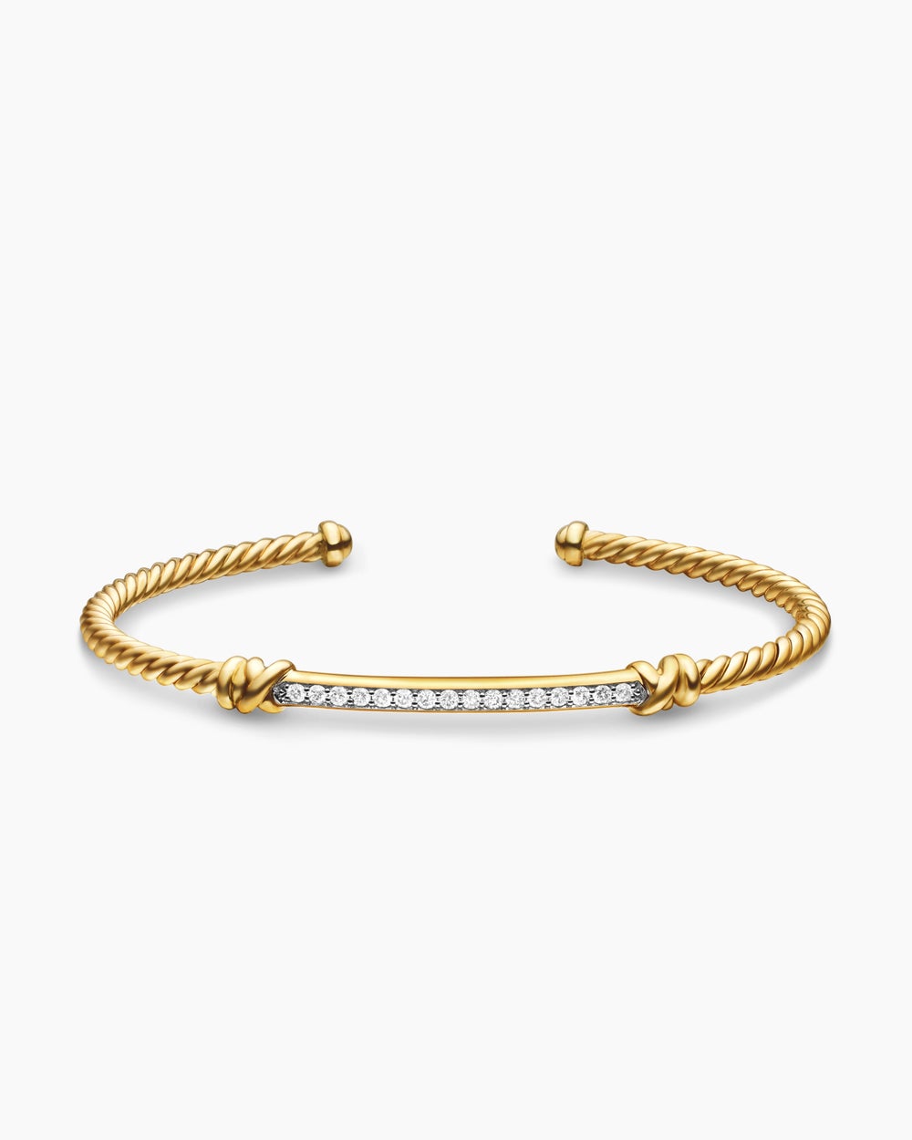 Womens Petite Helena Cablespira Flex Station Bracelet in 18K Yellow Gold with Diamonds, 3mm