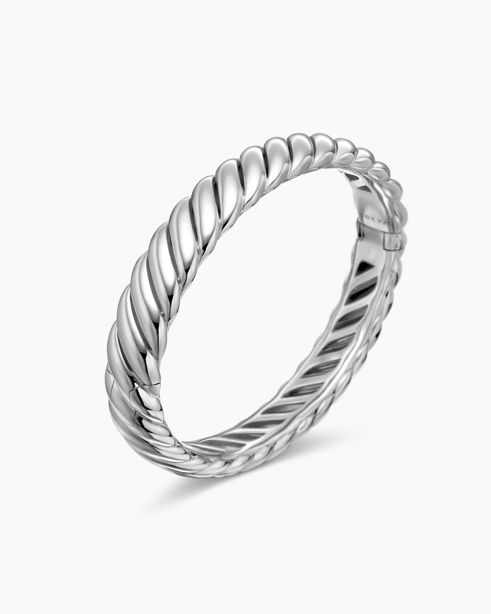 Womens Sculpted Cable Bracelet in Sterling Silver, 10mm